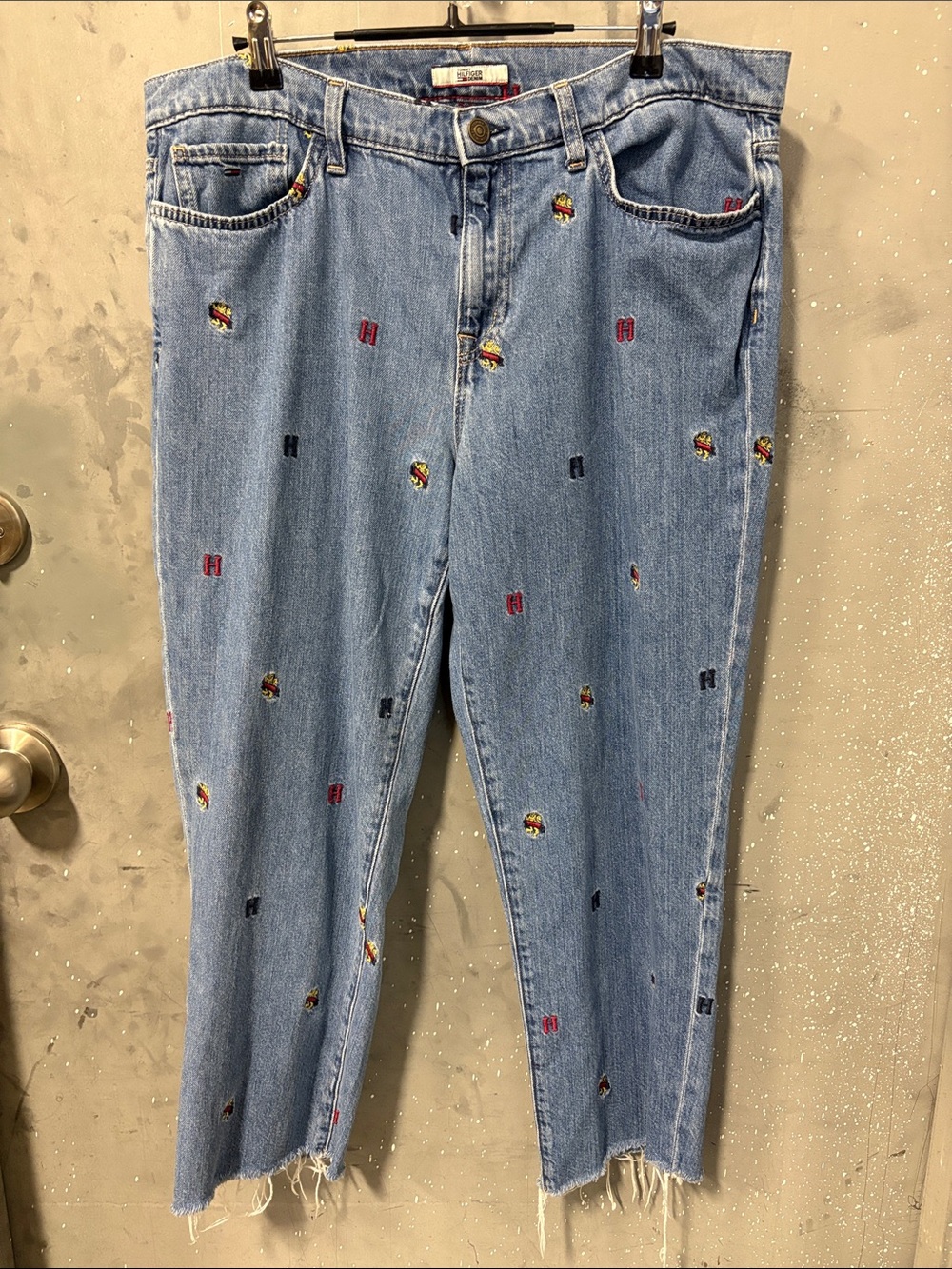 Tommy Hilfiger Light Blue Embroidered Straight Leg Jeans Reissued Y2K Style